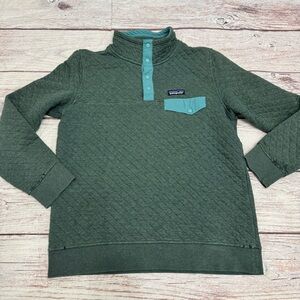 Patagonia Organic Cotton Quilt Snap-T Pullover Two Tone Green Size Medium